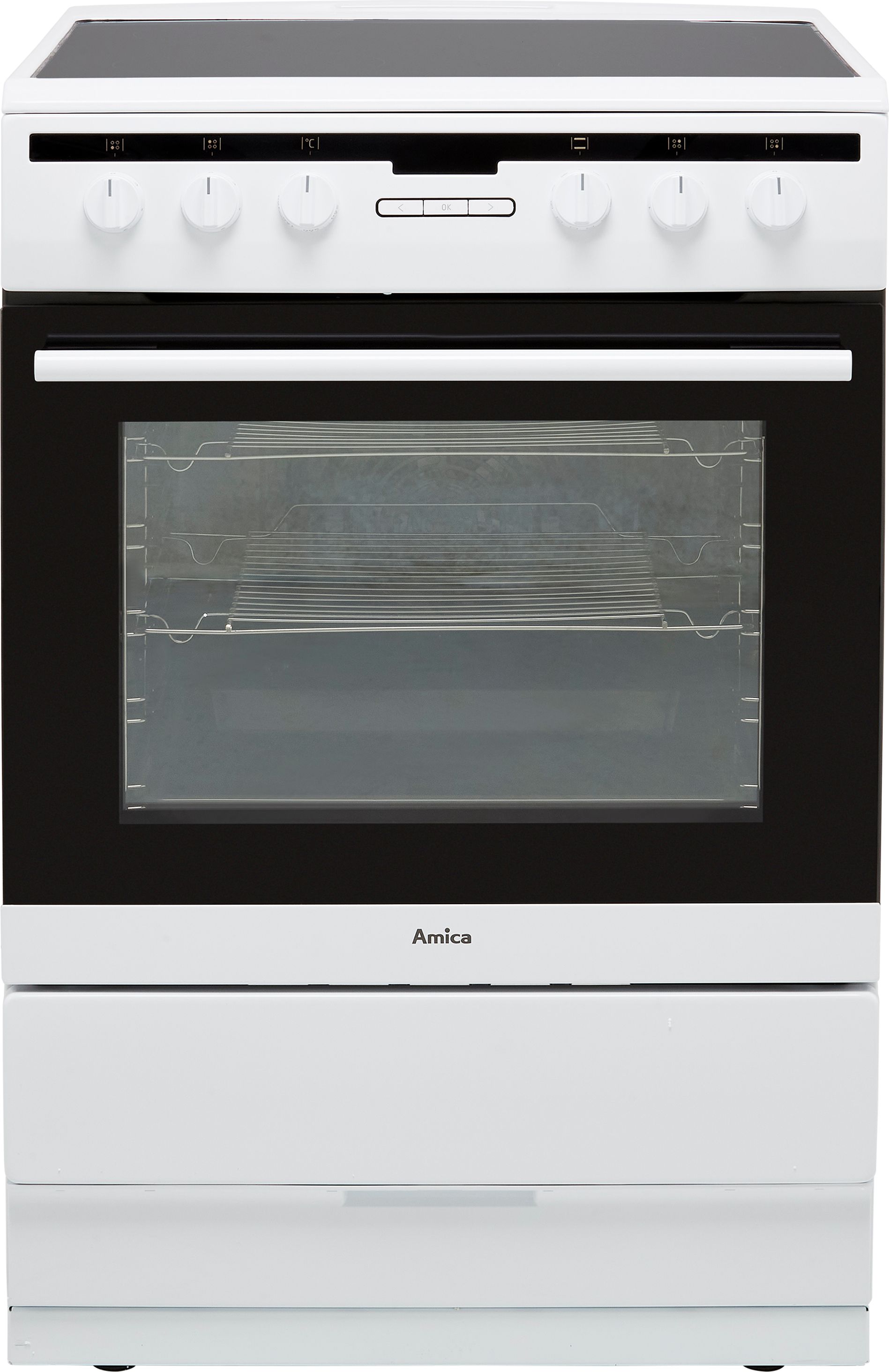 Amica 60cm Electric Cooker - White - Ceramic Hob - 65L Oven